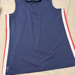 Women's Navy Muscle Tee with Red and White Accents